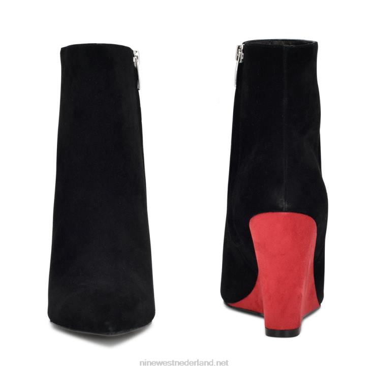 paes wig laarsjes Nine West 62LB1139 zwart/rood suède