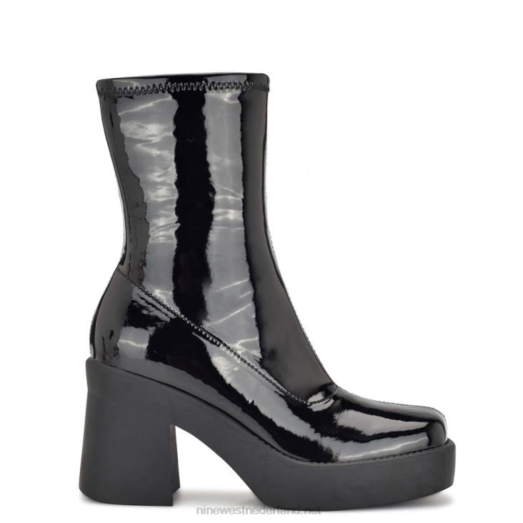 platform laarsjes met gerri hak Nine West 62LB2921 zwart patent