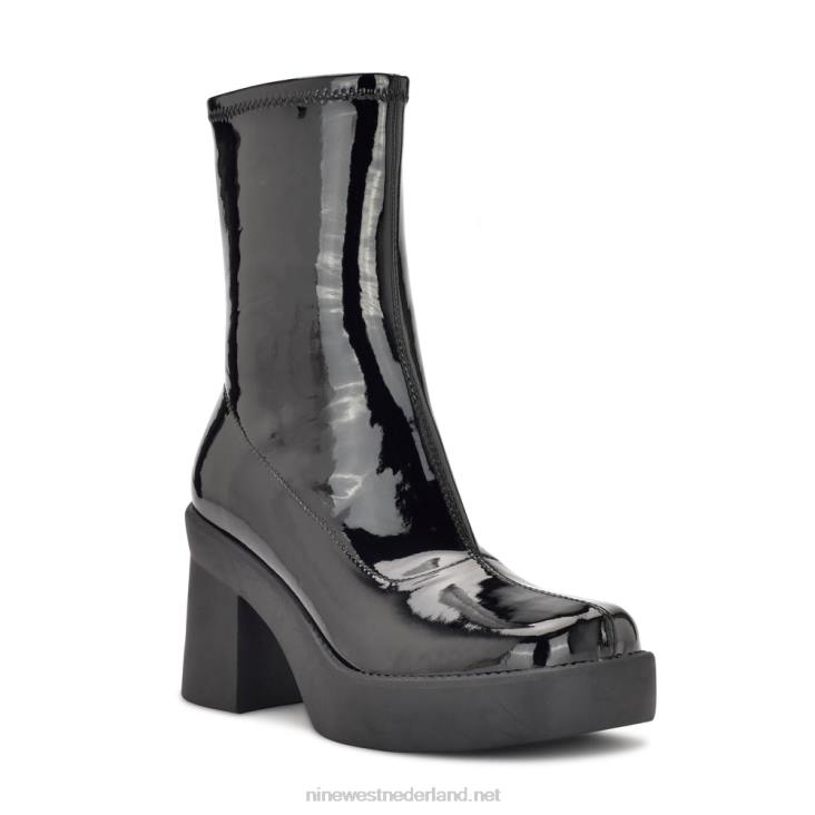 platform laarsjes met gerri hak Nine West 62LB2921 zwart patent