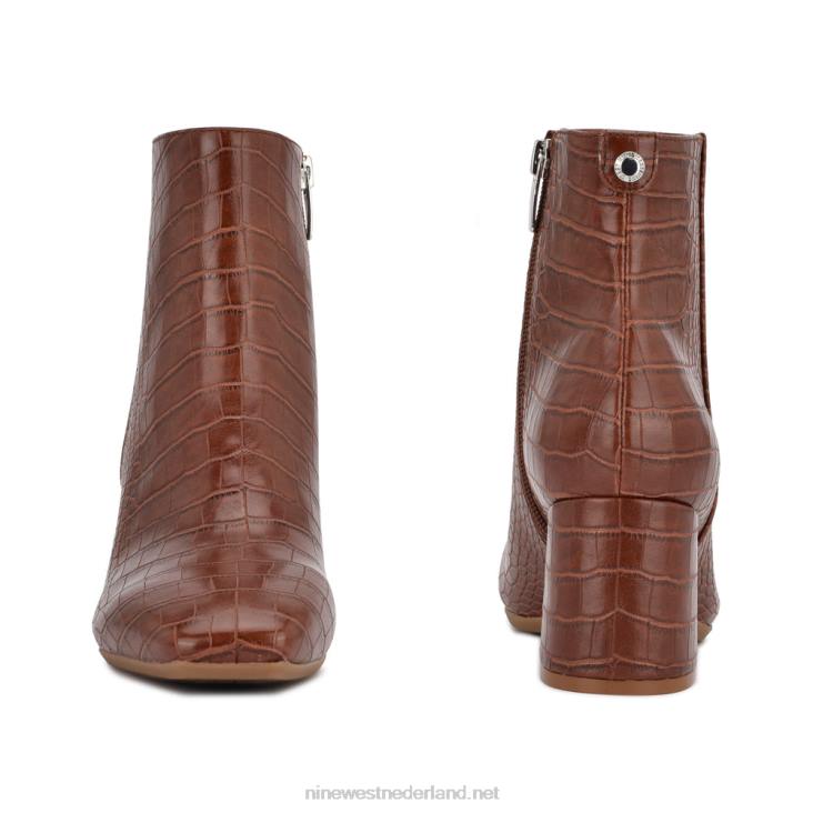 vivy 9x9 laarsjes met hak Nine West 62LB2905 bruine krokodil