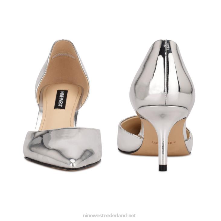 aankomst puntige teen pumps Nine West 62LB1170 zilver spiegel metallic