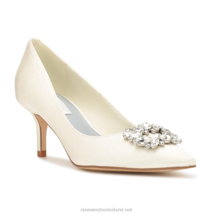 avolon pumps met spitse neus Nine West 62LB1166 ivoor kristal satijn
