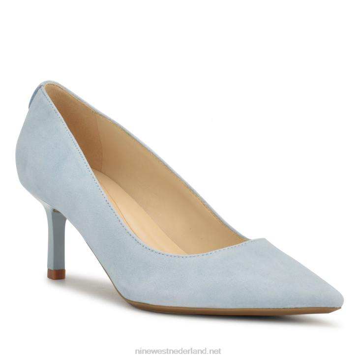 kuna 9x9 pumps met spitse neus Nine West 62LB1149 hemelsblauw suède