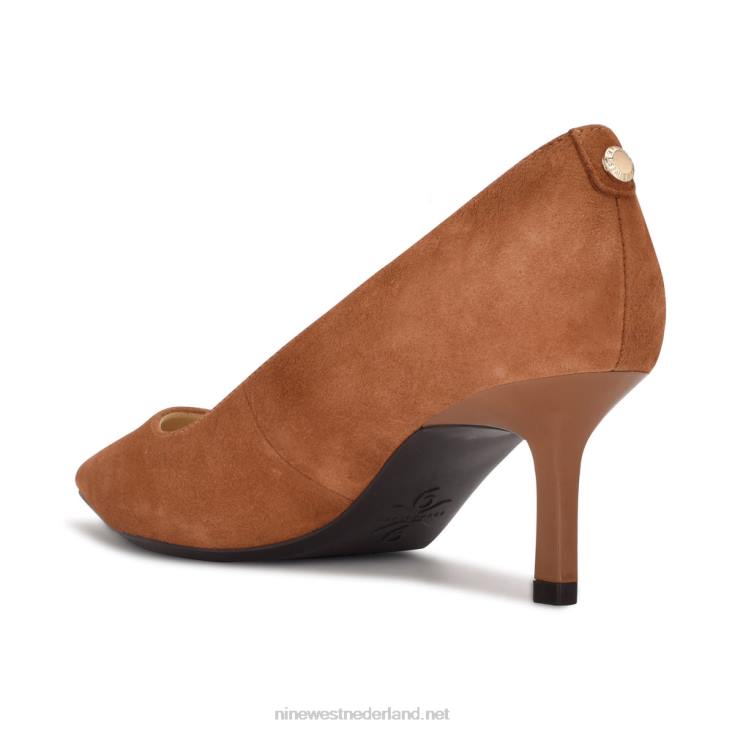 kuna 9x9 pumps met spitse neus Nine West 62LB1174 cognac suède