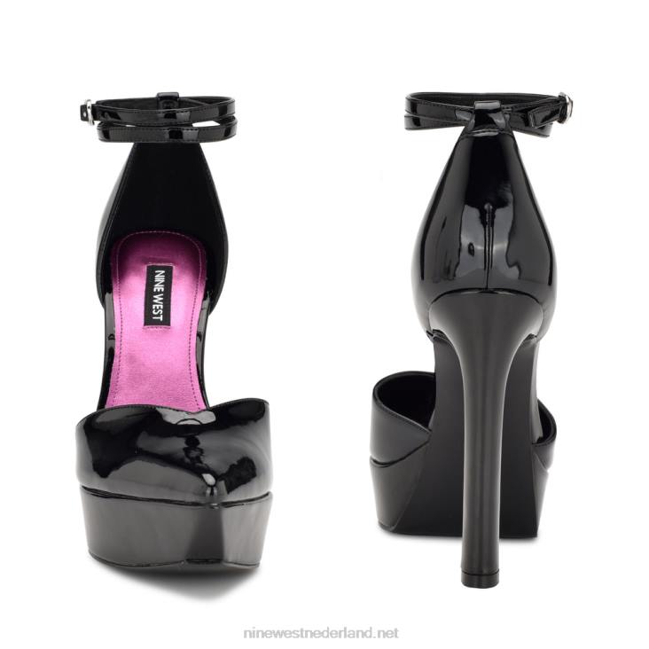 Linda enkel wrap platform pumps Nine West 62LB1863 zwart patent