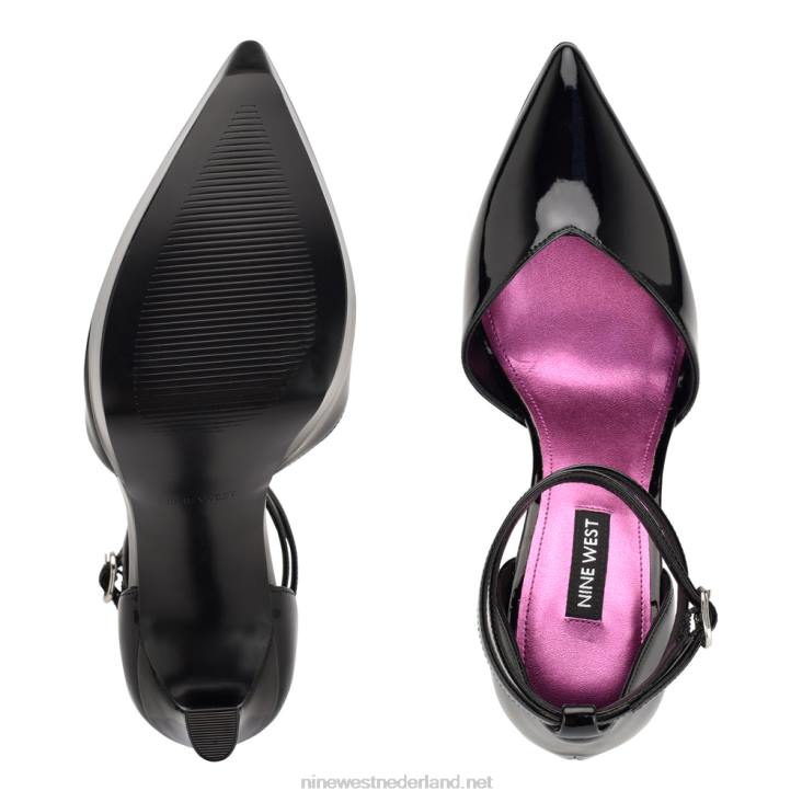 Linda enkel wrap platform pumps Nine West 62LB1863 zwart patent