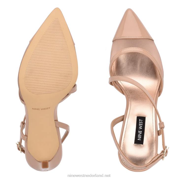 Timie pumps met enkelbandje Nine West 62LB1531 amper nude lak/mesh