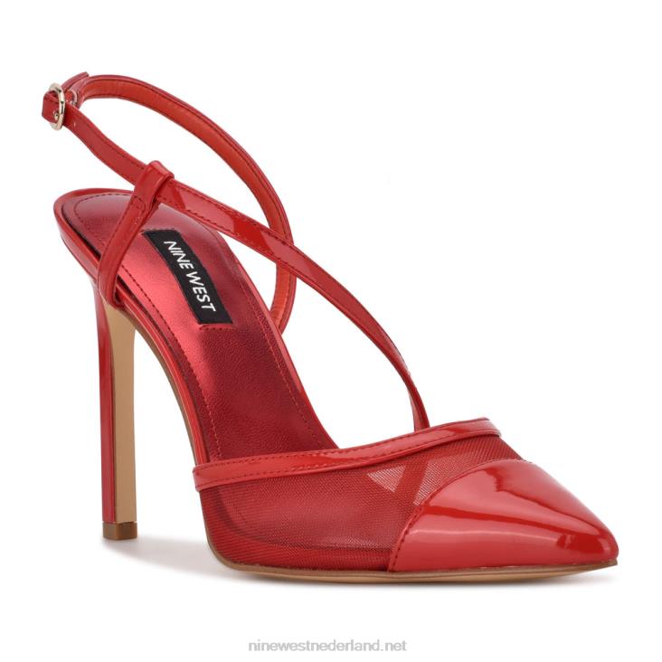 Timie pumps met enkelbandje Nine West 62LB1534 rood lak/gaas