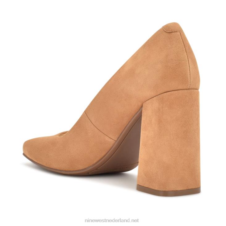 Yolend pumps met blokhak Nine West 62LB2111 donker natuurlijk suède