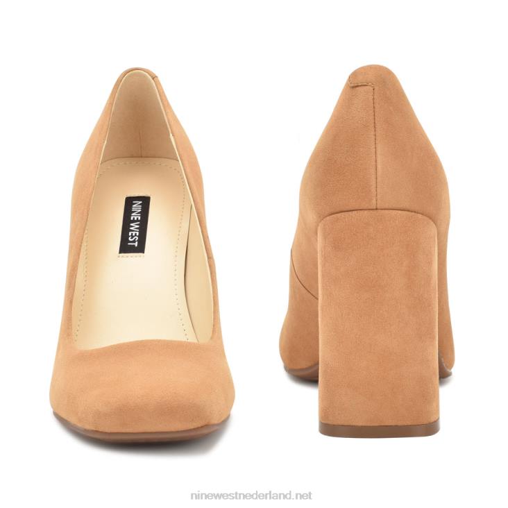 Yolend pumps met blokhak Nine West 62LB2111 donker natuurlijk suède