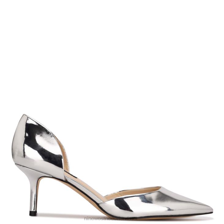 aankomst puntige teen pumps Nine West 62LB1878 zilver spiegel metallic