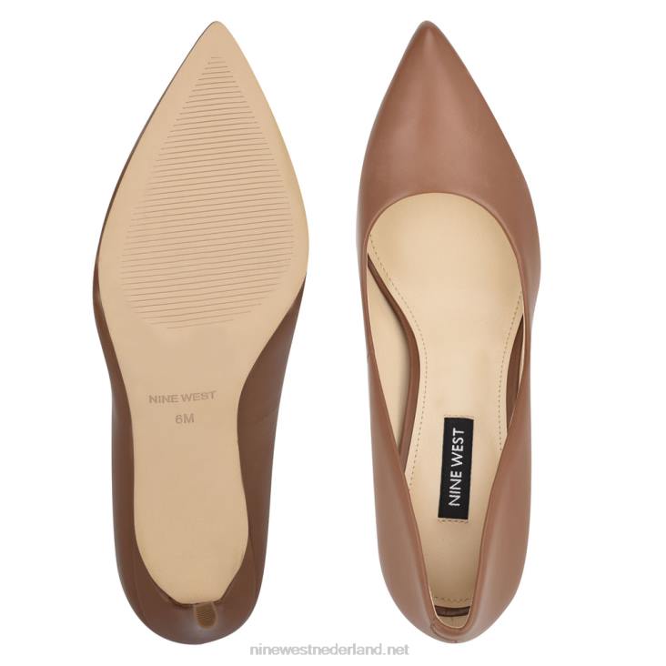 ezra pumps met spitse neus Nine West 62LB2398 lichtbruin leer