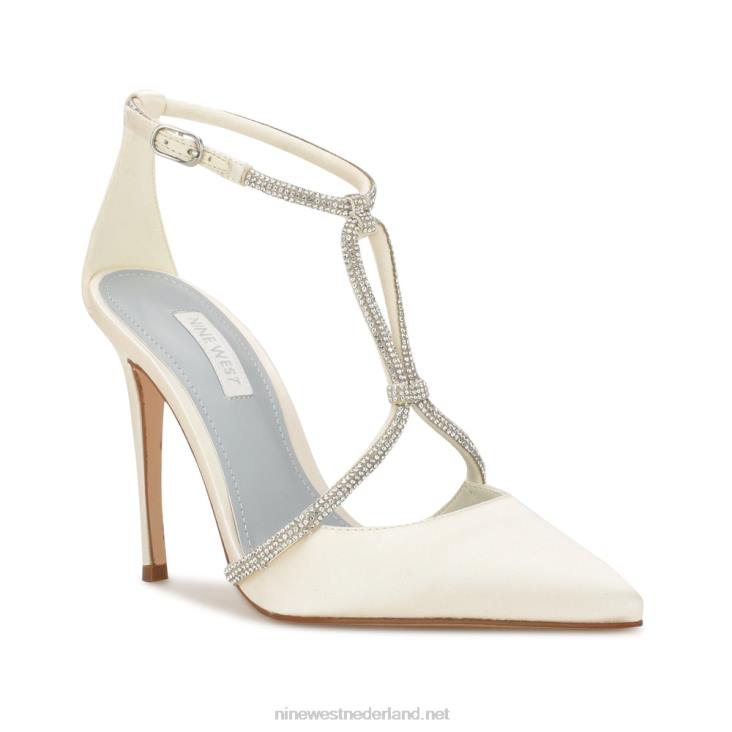 fabel pumps met spitse neus Nine West 62LB1875 ivoor satijn