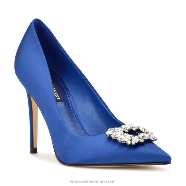 fana pumps met spitse neus Nine West 62LB1832 blauw satijn kristal