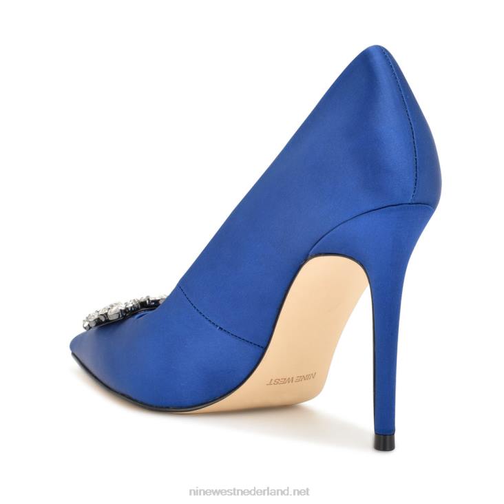 fana pumps met spitse neus Nine West 62LB1832 blauw satijn kristal