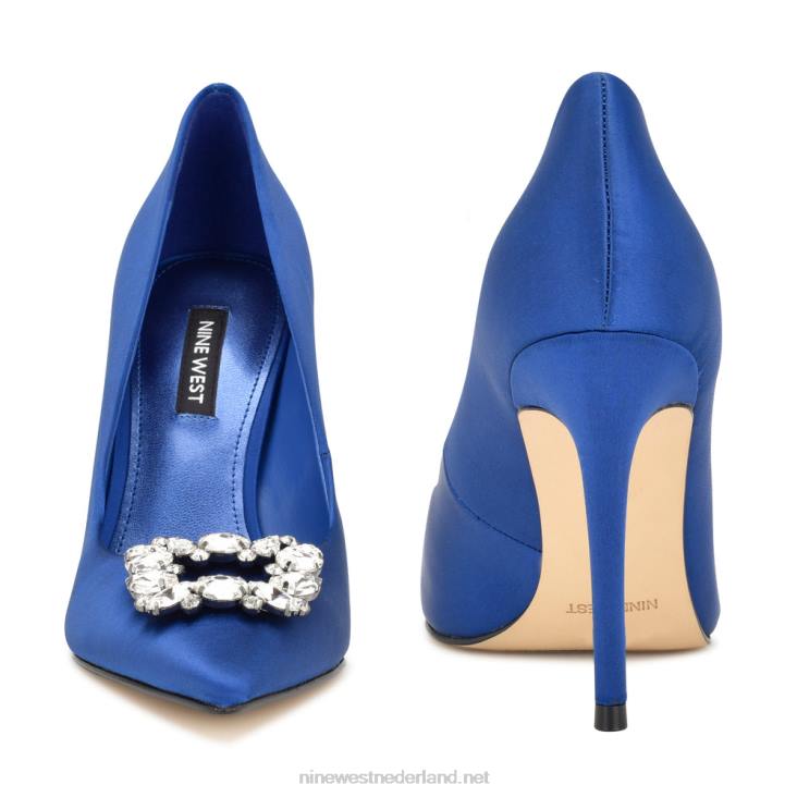 fana pumps met spitse neus Nine West 62LB1832 blauw satijn kristal