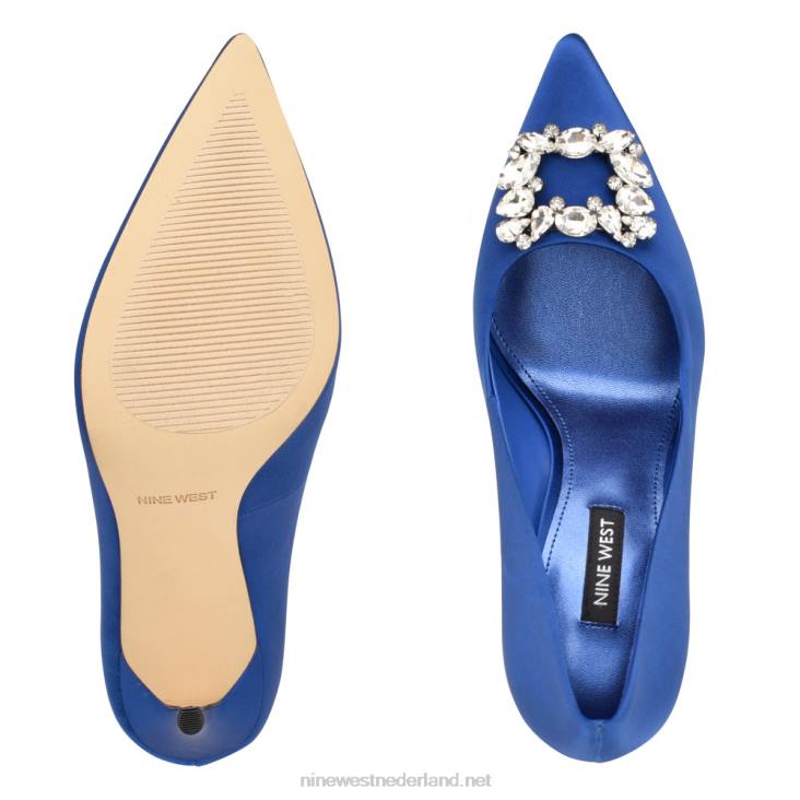 fana pumps met spitse neus Nine West 62LB1832 blauw satijn kristal