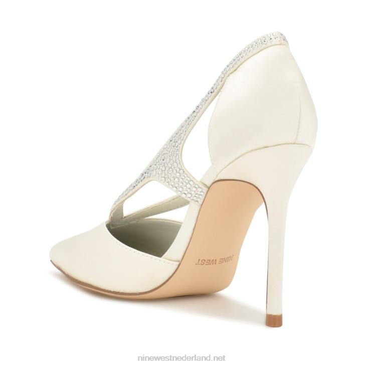 fantasie pumps met spitse neus Nine West 62LB1805 ivoor satijn kristal