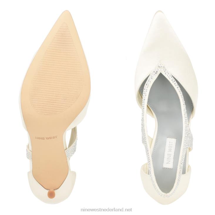 fantasie pumps met spitse neus Nine West 62LB1805 ivoor satijn kristal