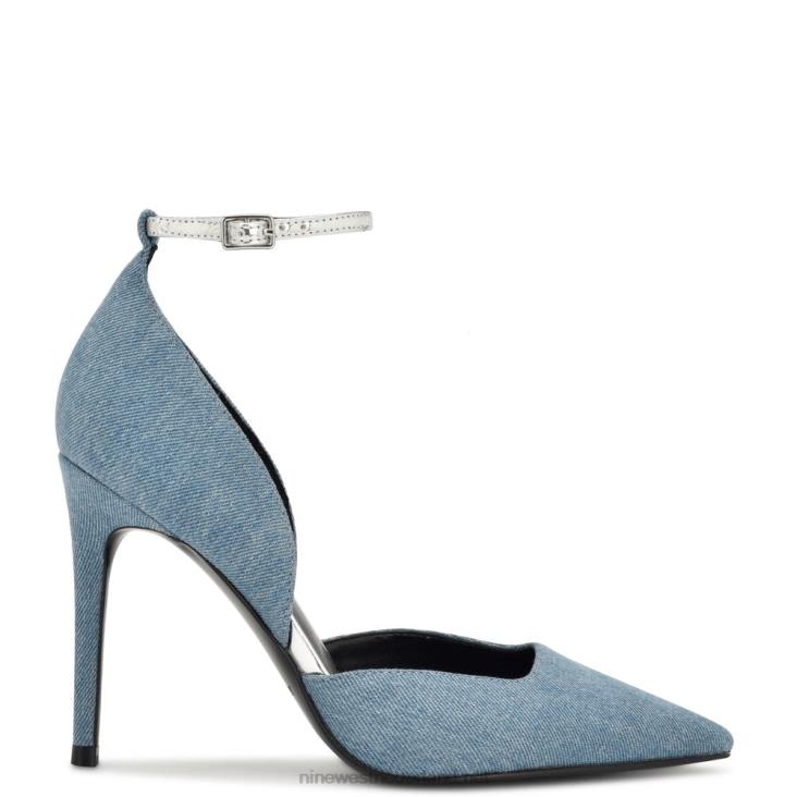finda d'orsay pumps met enkelbandje Nine West 62LB1590 blauw spijkerstof