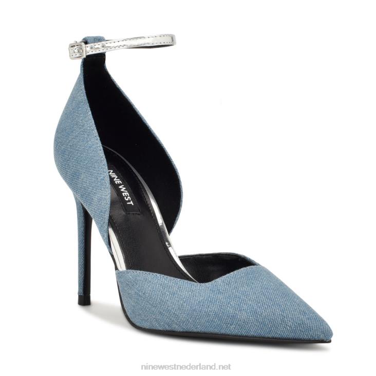 finda d\'orsay pumps met enkelbandje Nine West 62LB872 blauw spijkerstof