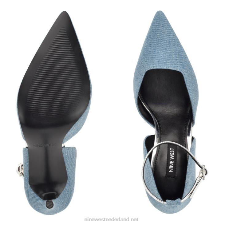 finda d\'orsay pumps met enkelbandje Nine West 62LB872 blauw spijkerstof