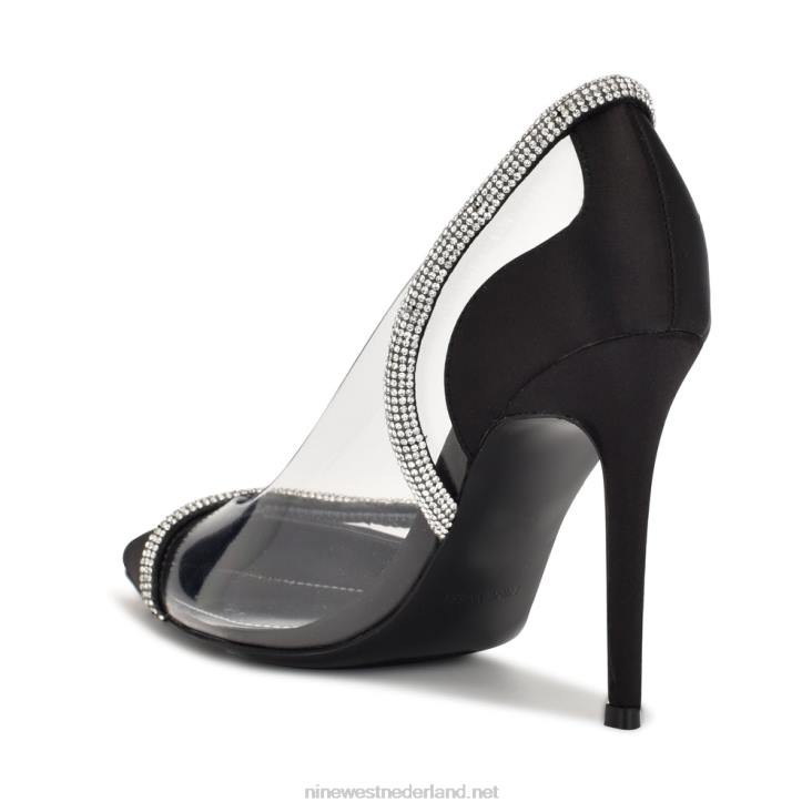 finna pumps met spitse neus Nine West 62LB1854 zwart satijn