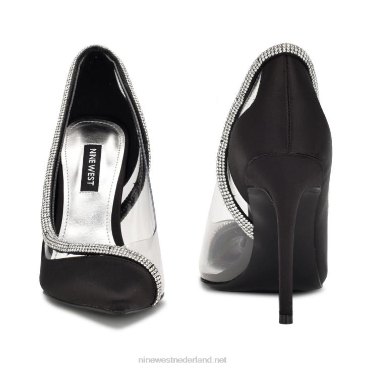 finna pumps met spitse neus Nine West 62LB1854 zwart satijn