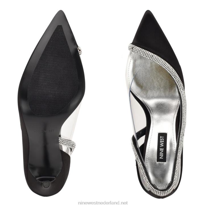 finna pumps met spitse neus Nine West 62LB1854 zwart satijn