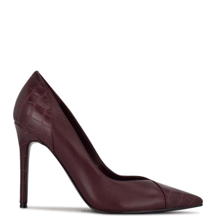 flava pumps met spitse neus Nine West 62LB1670 bordeaux krokodil