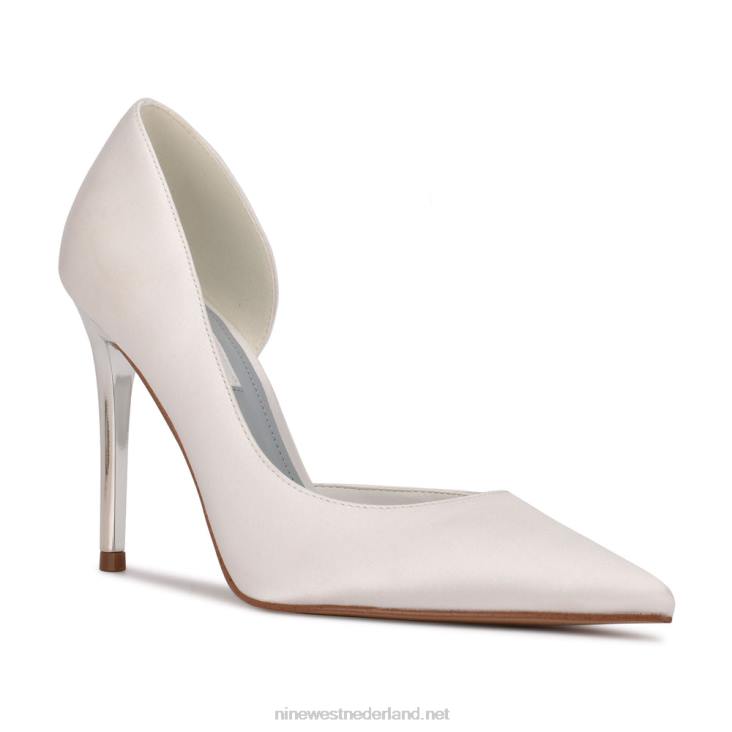 followe d\'orsay pumps met spitse neus Nine West 62LB1438 wit satijn