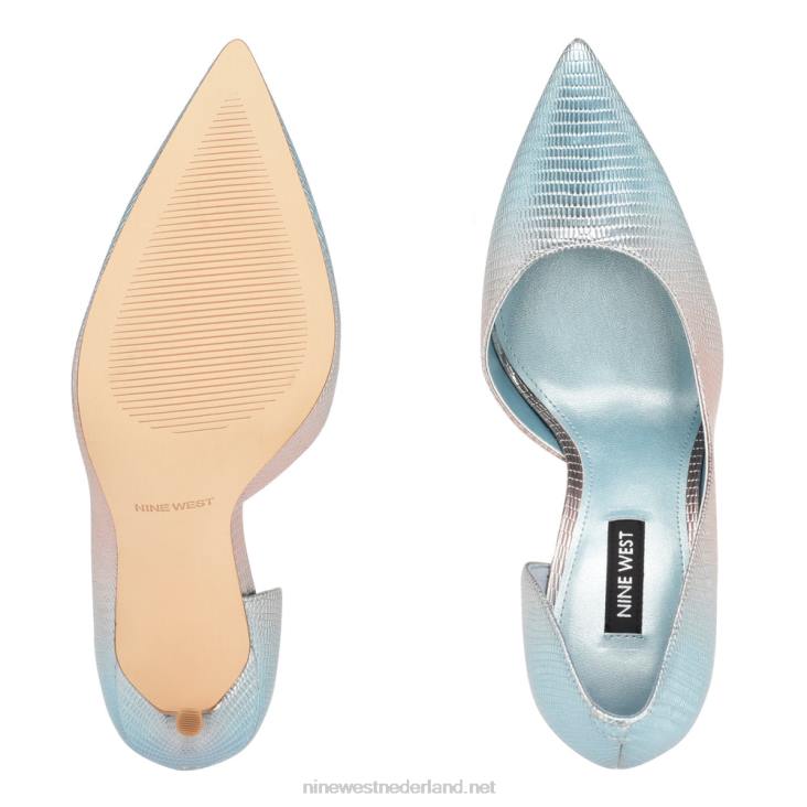 followe d\'orsay pumps met spitse neus Nine West 62LB1604 blauwe metalen hagedis