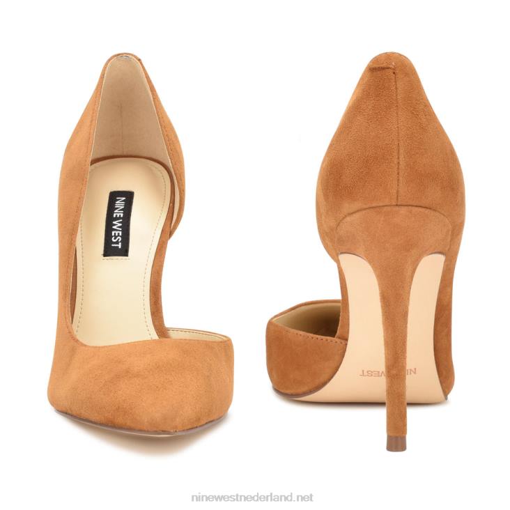 followe d\'orsay pumps met spitse neus Nine West 62LB1629 donker natuurlijk suède