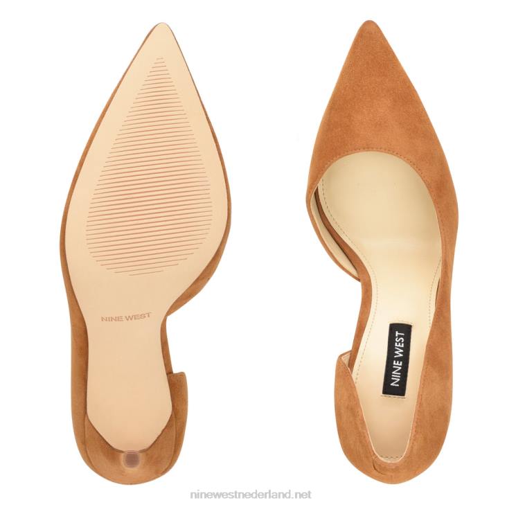 followe d\'orsay pumps met spitse neus Nine West 62LB1629 donker natuurlijk suède