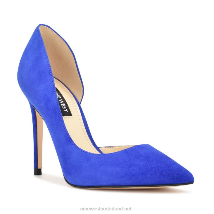 followe d\'orsay pumps met spitse neus Nine West 62LB912 middelblauw suède