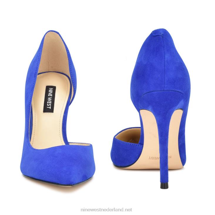 followe d\'orsay pumps met spitse neus Nine West 62LB912 middelblauw suède
