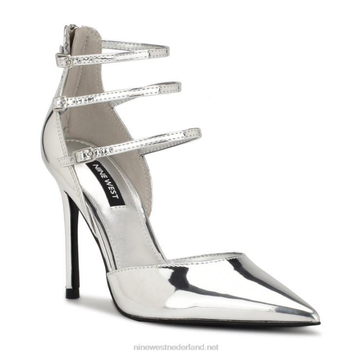 frann d\'orsay pumps met bandjes Nine West 62LB1381 zilver spiegel metallic