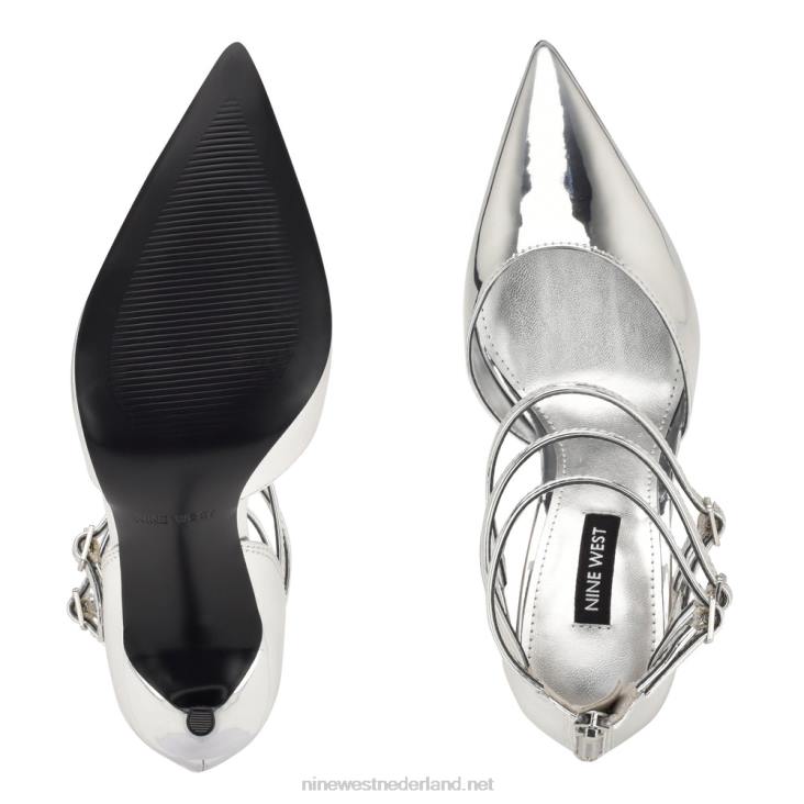 frann d\'orsay pumps met bandjes Nine West 62LB1605 zilver spiegel metallic