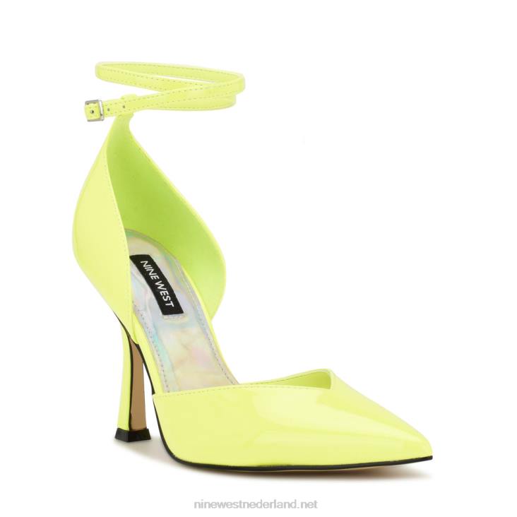 frends d\'orsay pumps met enkelbandje Nine West 62LB893 neongroen patent