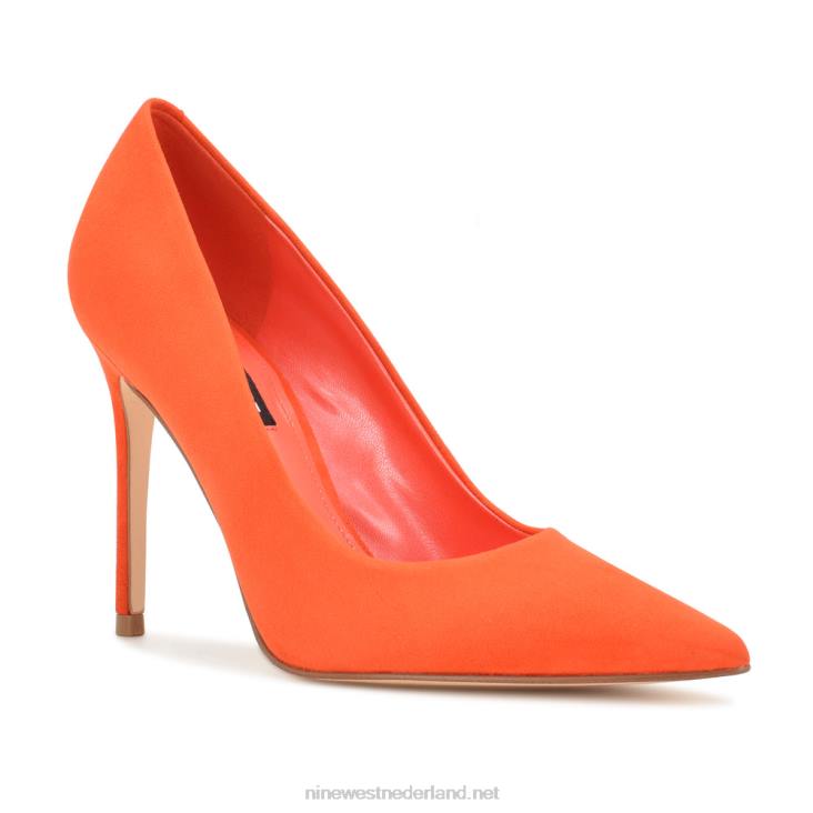 frisse puntige pumps Nine West 62LB1566 neon oranje suède