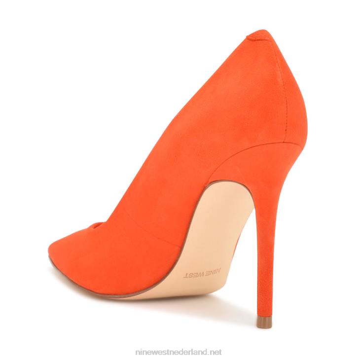 frisse puntige pumps Nine West 62LB1566 neon oranje suède