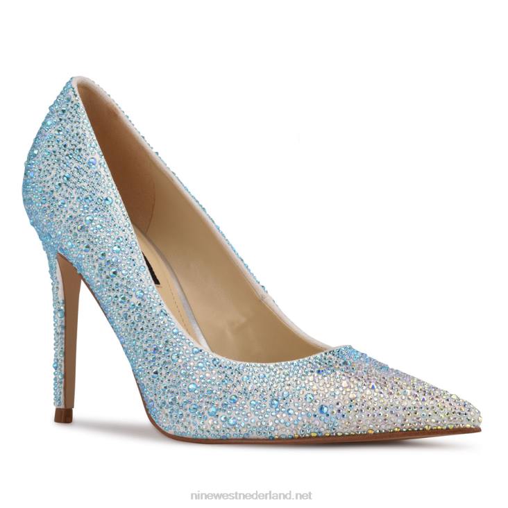 frisse strass pumps met spitse neus Nine West 62LB1435 iriserend wit