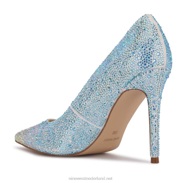 frisse strass pumps met spitse neus Nine West 62LB1435 iriserend wit