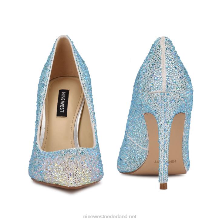 frisse strass pumps met spitse neus Nine West 62LB1435 iriserend wit