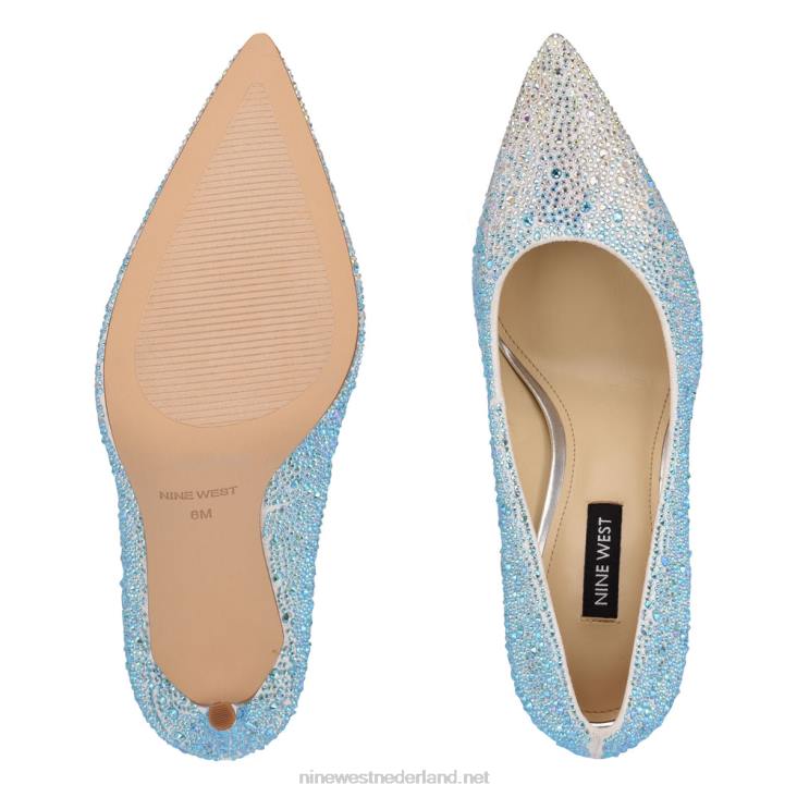frisse strass pumps met spitse neus Nine West 62LB1435 iriserend wit