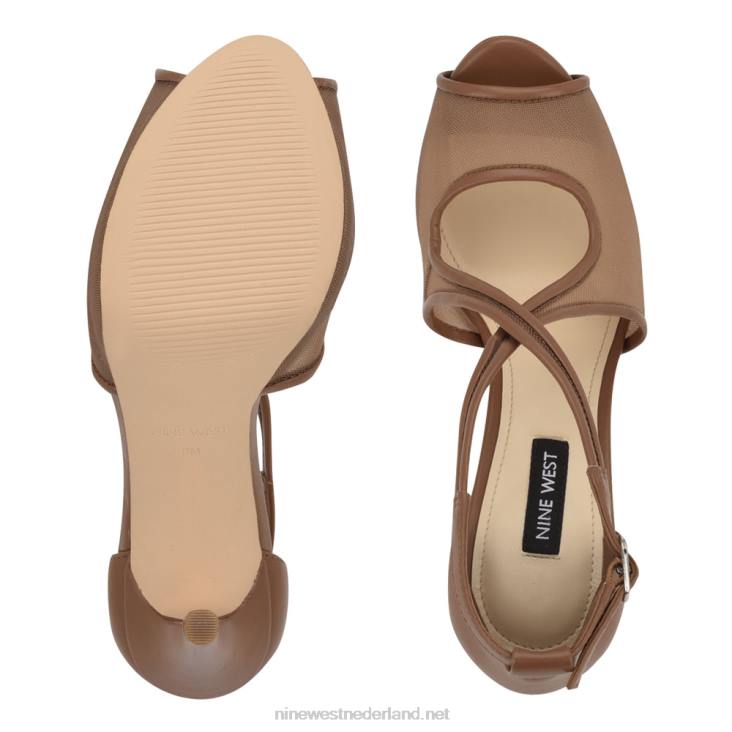 hanya peep toe platform pumps Nine West 62LB1455 lichtbruin gaas