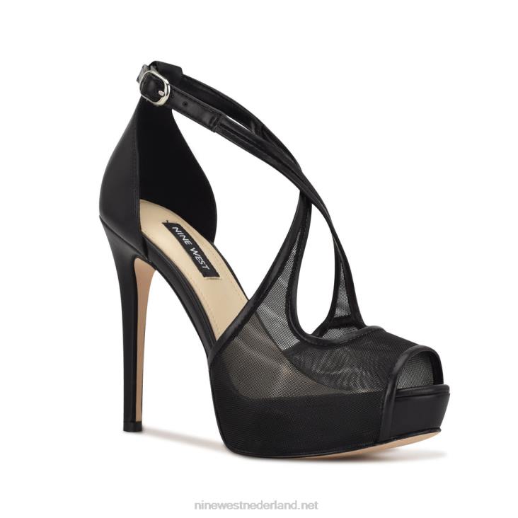 hanya peep toe platform pumps Nine West 62LB1456 zwart gaas