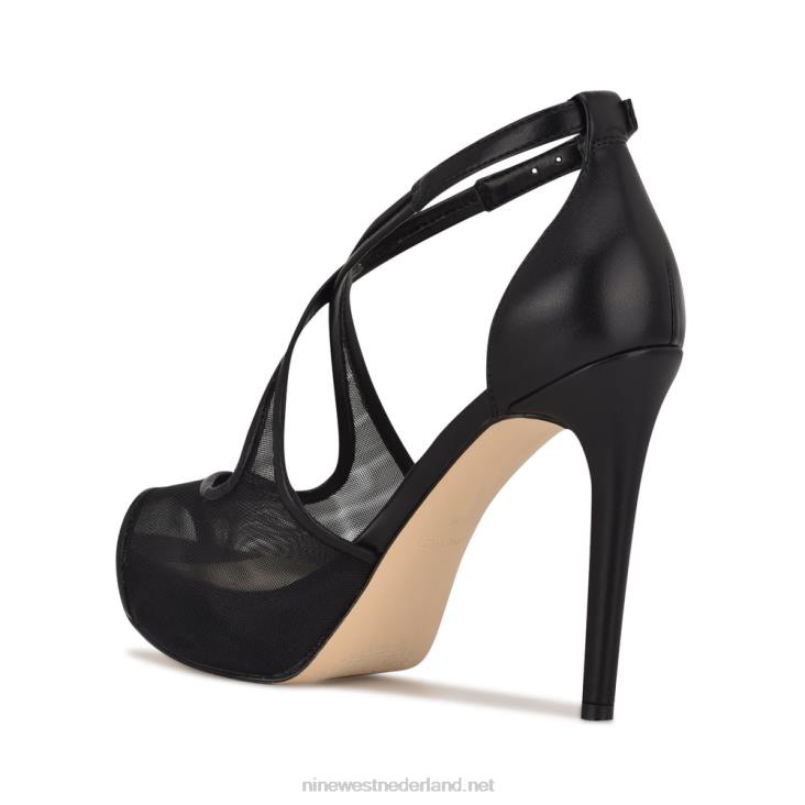 hanya peep toe platform pumps Nine West 62LB1456 zwart gaas