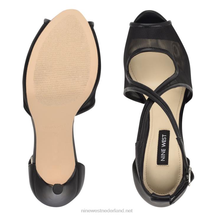 hanya peep toe platform pumps Nine West 62LB1456 zwart gaas