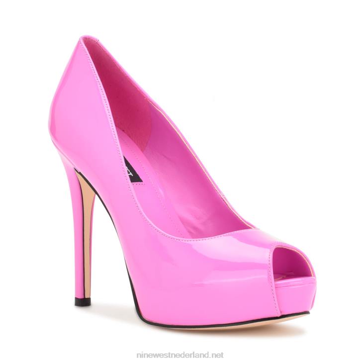 hethr platform peep toe pumps Nine West 62LB917 roze patent